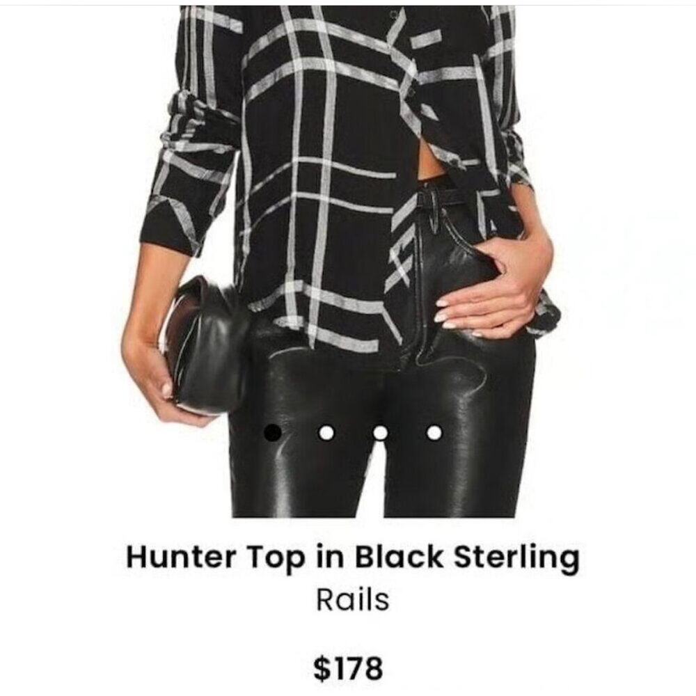 Rails Hunter Top in Black Sterling Button Up Flannel Pullover Size M - Picture 2 of 8